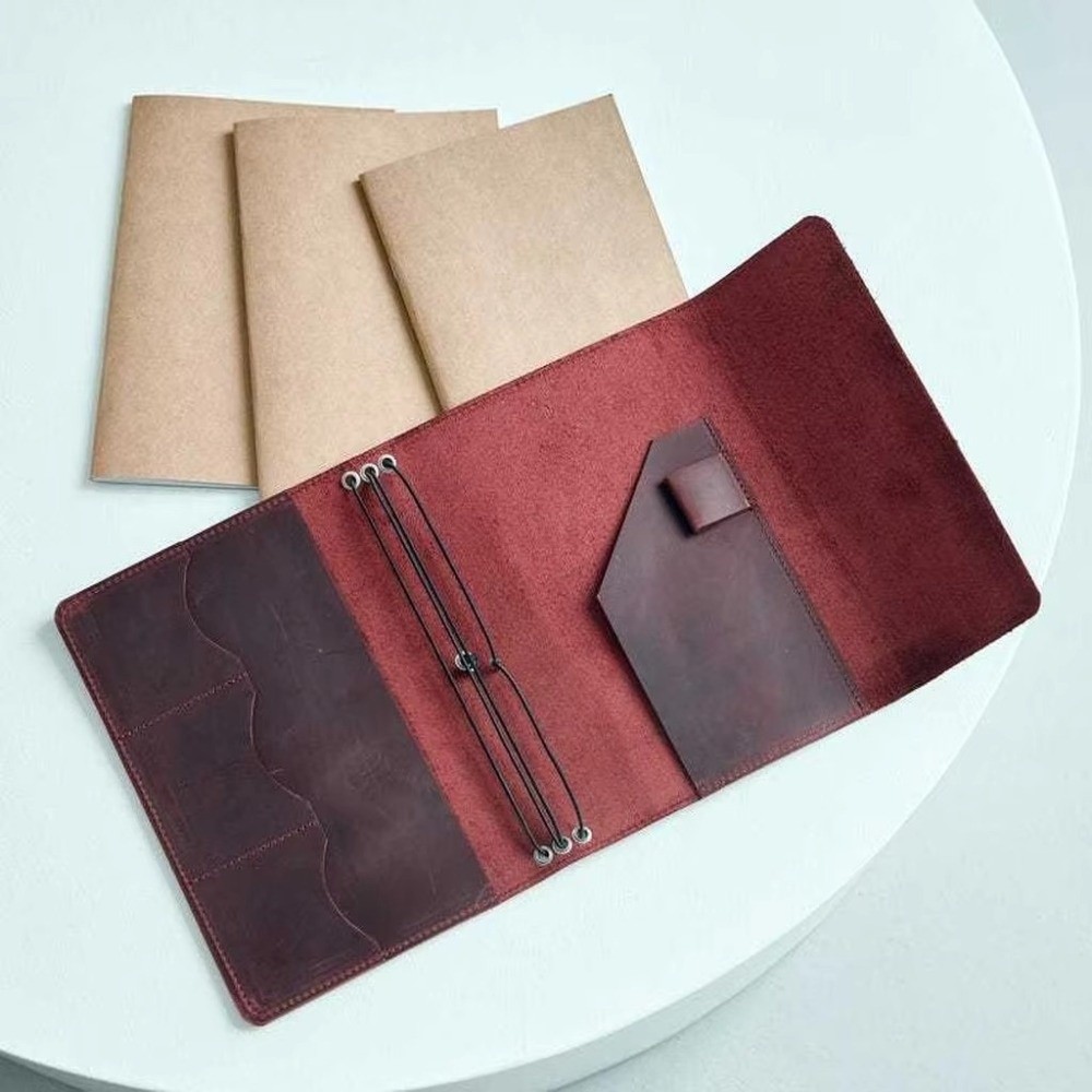 Vintage Leather Journal Notebook - สมุดโน้ตวินเทจ A5 แบบแยกแผ่นได้ ปกสมุดโน้ตขนาดกะทัดรัด หนังเครซี่ฮอร์ส ปกป้องสมุด