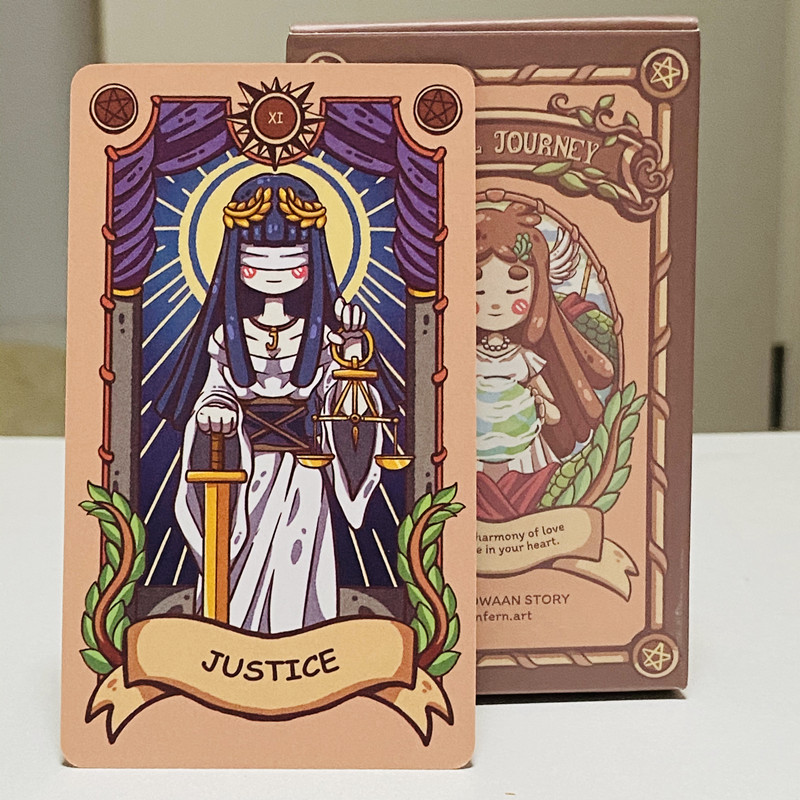 Tarot Deck With Guidebook - Joyful Journey ไพ่ทาโรต์ 79 ชิ้นการ์ตูนน่ารักวาดไพ่ทาโรต์ภาพประกอบโอบกอดความสว่างความรักและความอบอุ่น