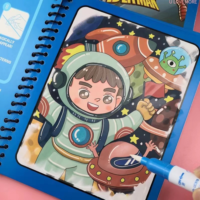 Reusable Water Magic Coloring Book - 1 ชิ้น Magical Book น้ําวาด Montessori