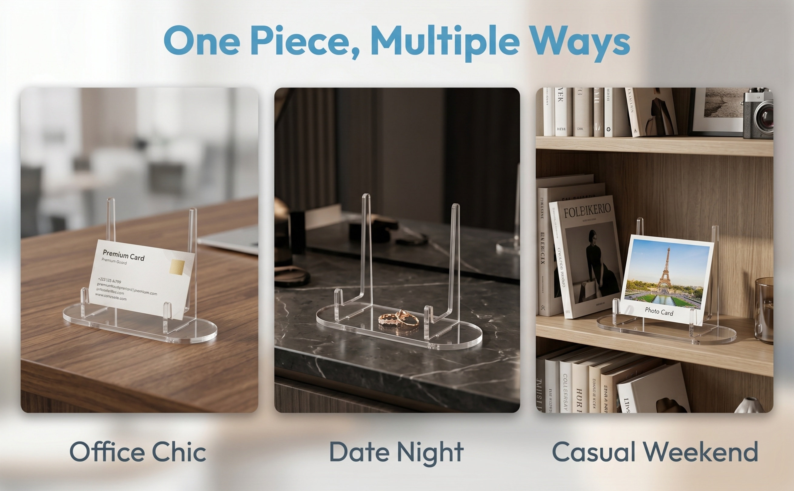 Clear Acrylic Book Stand Holder - 2 ชิ้น แท่นวางโชว์อะคริลิกใส ที่วางจานเล็ก ที่วางรูปภาพ การ์ด