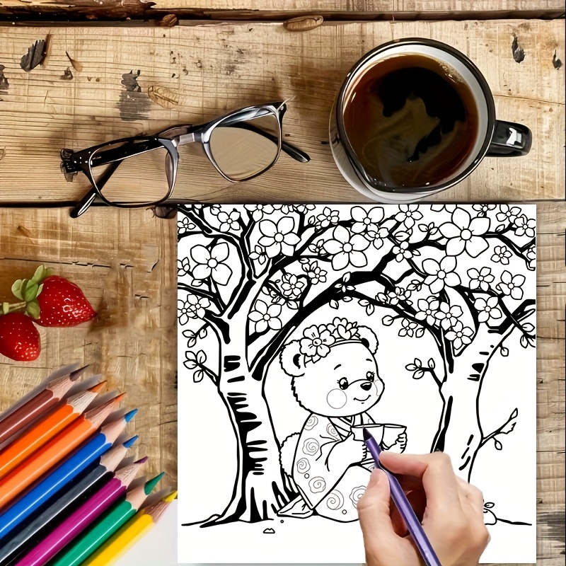 สมุดระบายสีหมีน่ารักในญี่ปุ่น  - Adult Coloring Book Stress Relief บทวิจารณ์และราคา
