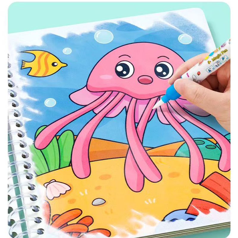 Magic Water Drawing Book เด็กภ - Reusable Water Magic Coloring Book บทวิจารณ์และราคา