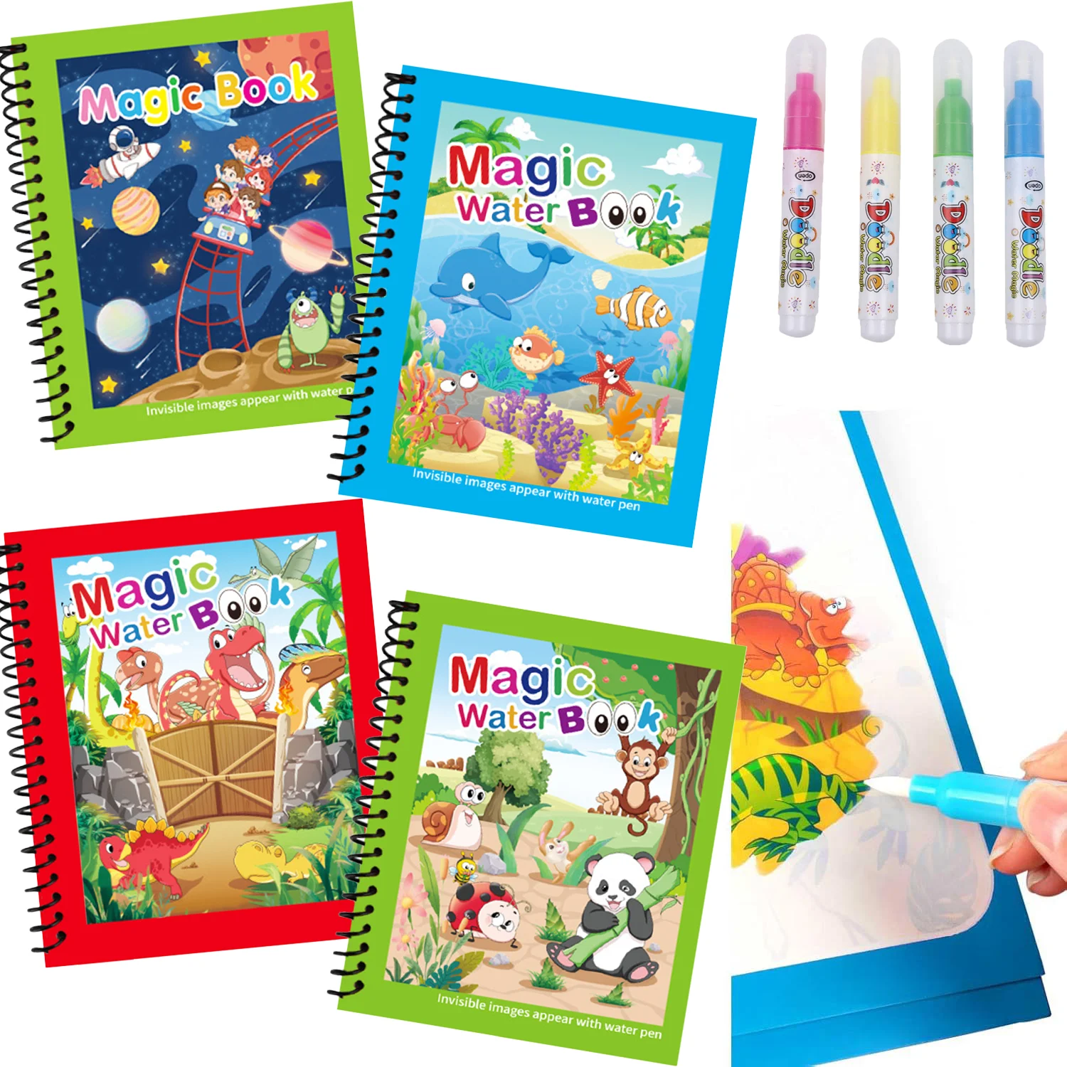 สมุดระบายสีน้ำมหัศจรรย์ สมุดระ - Reusable Water Magic Coloring Book บทวิจารณ์และราคา