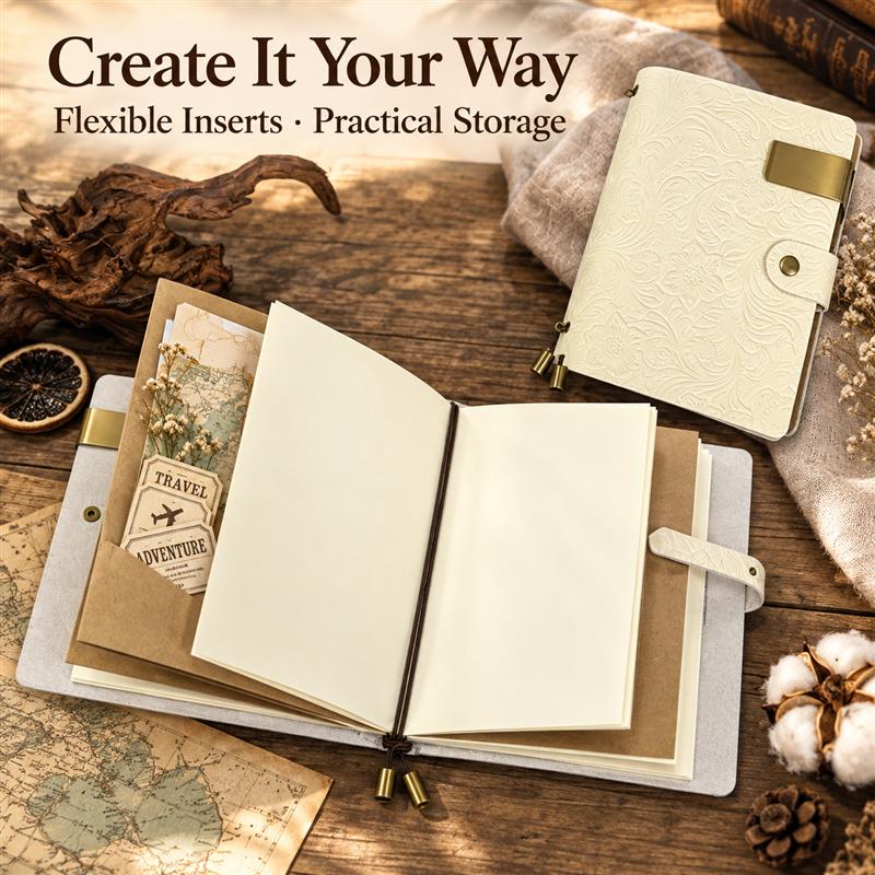 สมุดโน้ตสำหรับนักเดินทางขนาด A - Vintage Leather Journal Notebook บทวิจารณ์และราคา