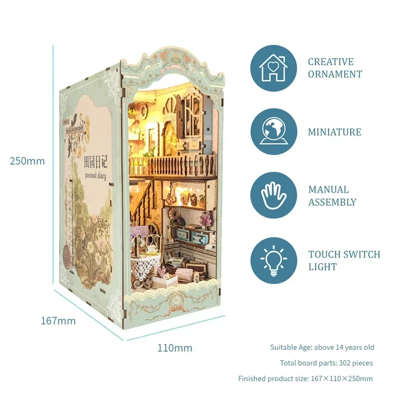 ชุดทำเองแบบจำลองชั้นวางหนังสือ - Diy Wooden Book Nook Kit Shelf Insert บทวิจารณ์และราคา