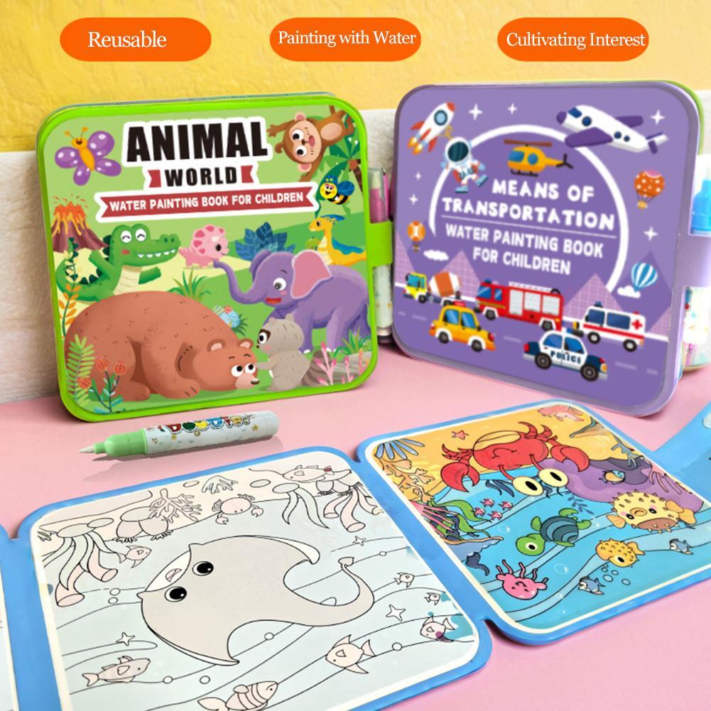 สมุดระบายสีน้ำแบบพับได้สำหรับเ - Reusable Water Magic Coloring Book บทวิจารณ์และราคา