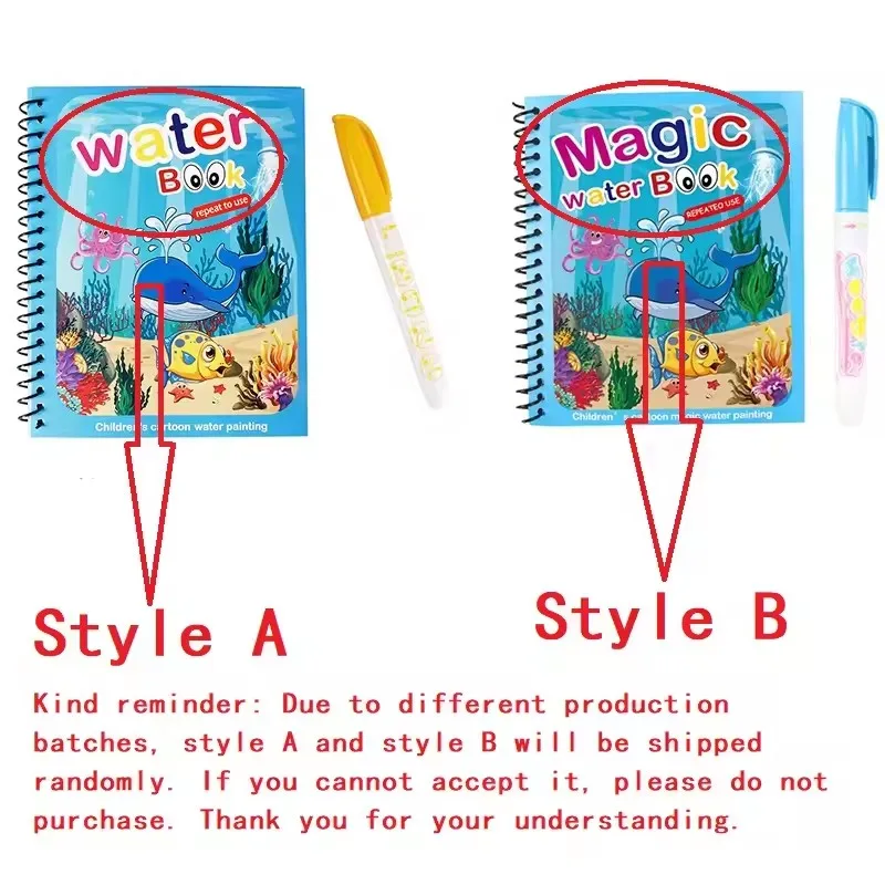 1 หนังสือ + 1 ปากกาReusable Ma - Reusable Water Magic Coloring Book บทวิจารณ์และราคา