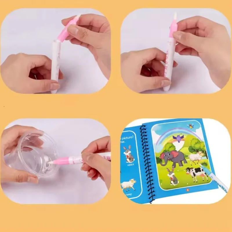 1 หนังสือ + 1 ปากกาReusable Ma - Reusable Water Magic Coloring Book บทวิจารณ์และราคา
