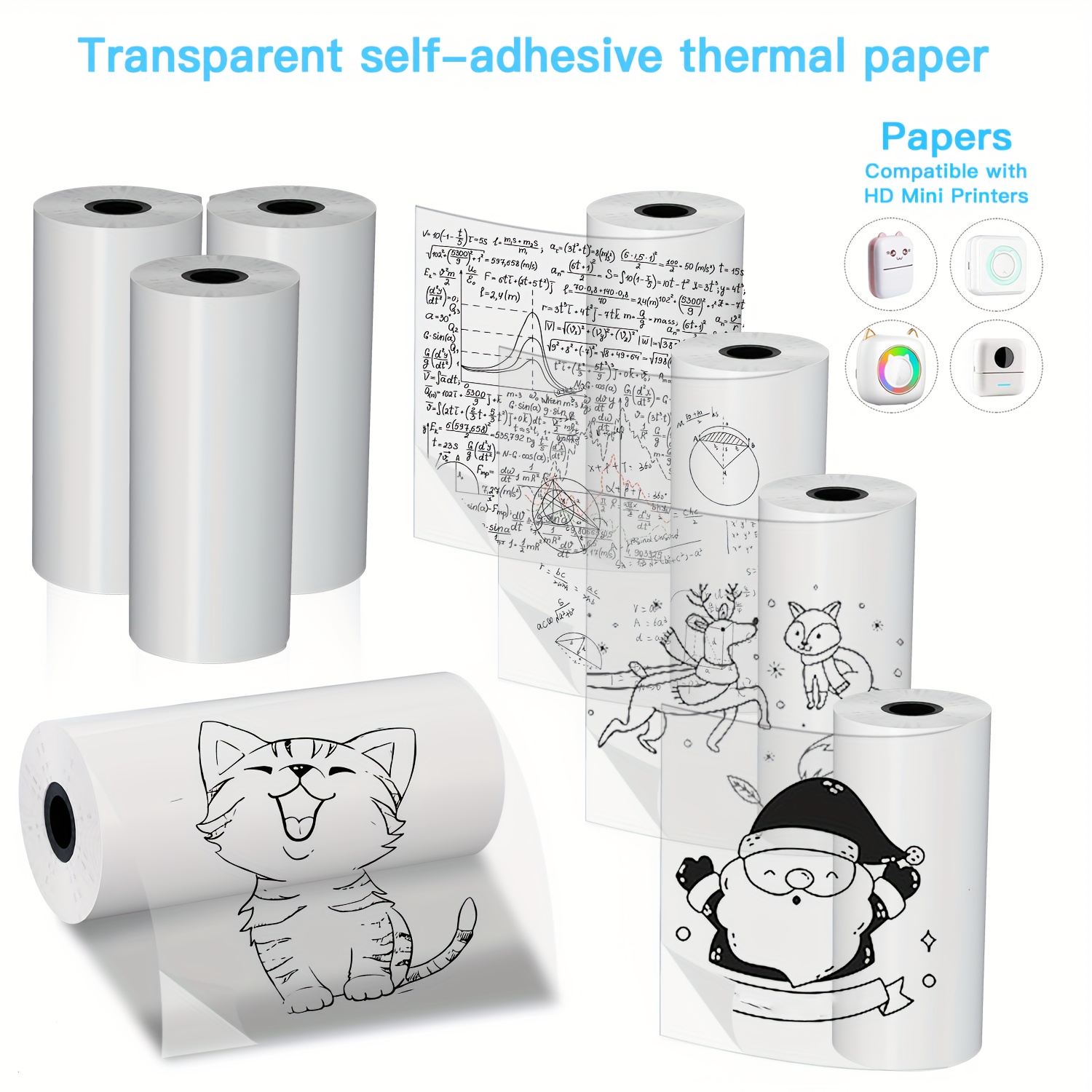 2/4/8 ม้วนClear Self-Adhesiveก - Mini Pocket Thermal Printer Paper Roll บทวิจารณ์และราคา